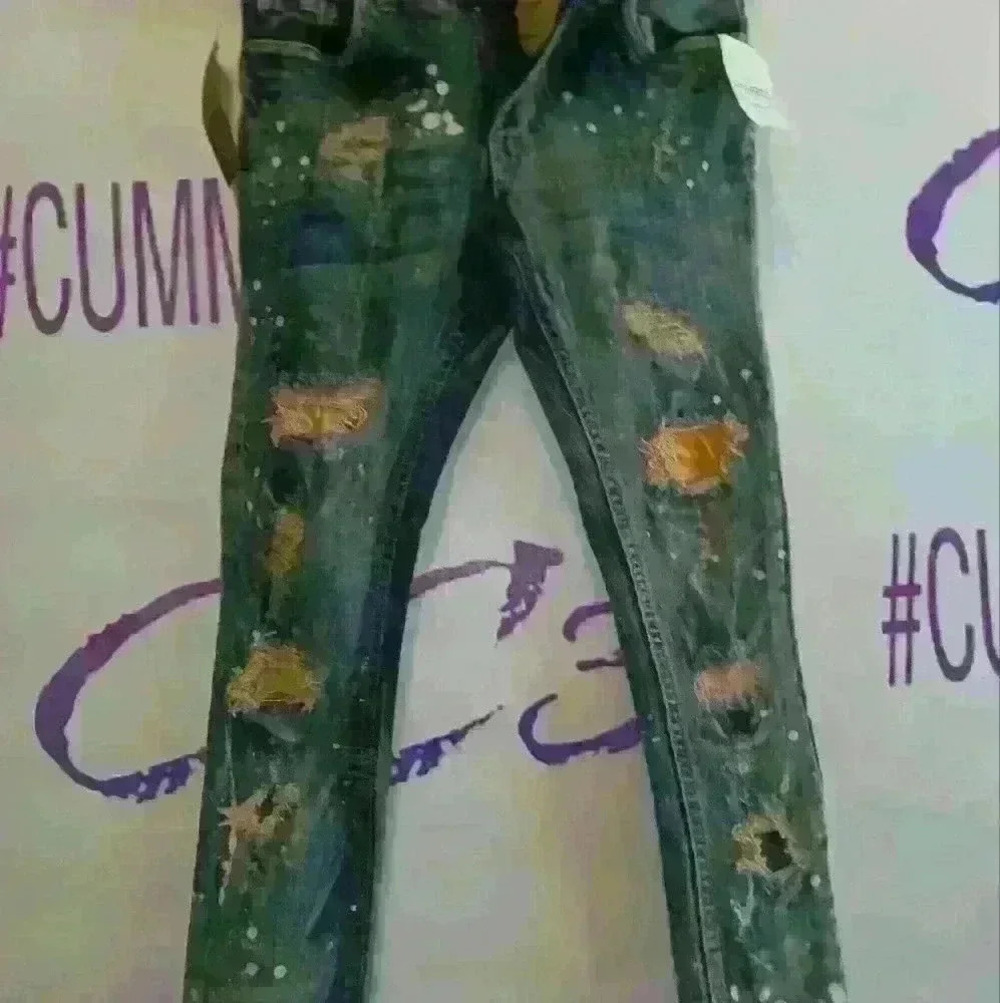 boys brand new slim fit Urban jeans Forward Denim Paint Splatter size 12 - Picture 3 of 16